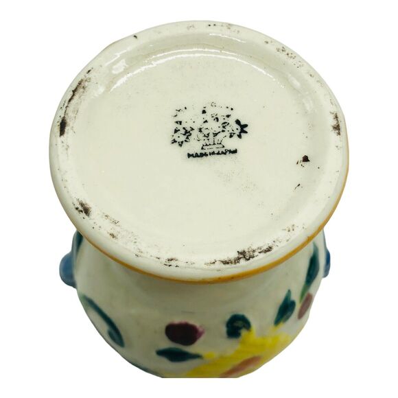 Moriyama Japanese Vase Hand Painted Bird Flower Ceramic Pottery Double Handle 6” - Picture 3 of 14